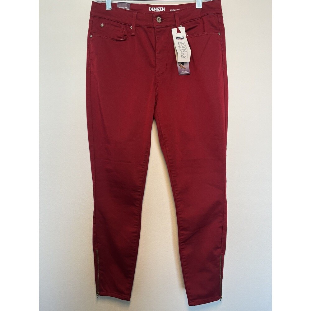 Levi’s Denizen‎ Womens Red High Rise Ankle Skinny Jeans 10 Zipper Hem Stretch 10